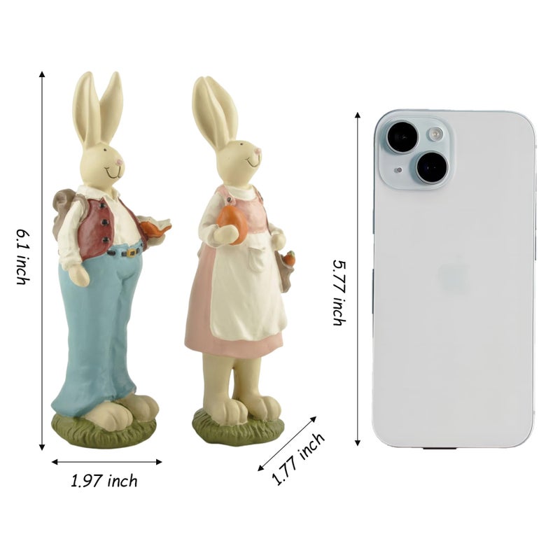 ENNAS Easter Bunnies Hand Painted with Easter Rabbits Home Decoration 6.1 Inch - Image 5